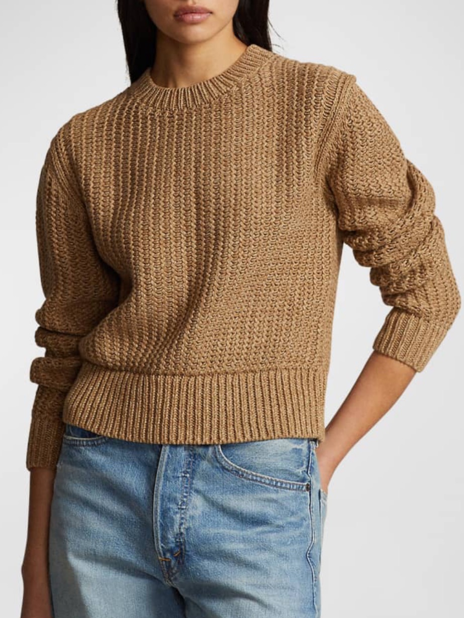 Polo Ralph Lauren Openwork Cotton-Blend Crewneck Sweater - Size S